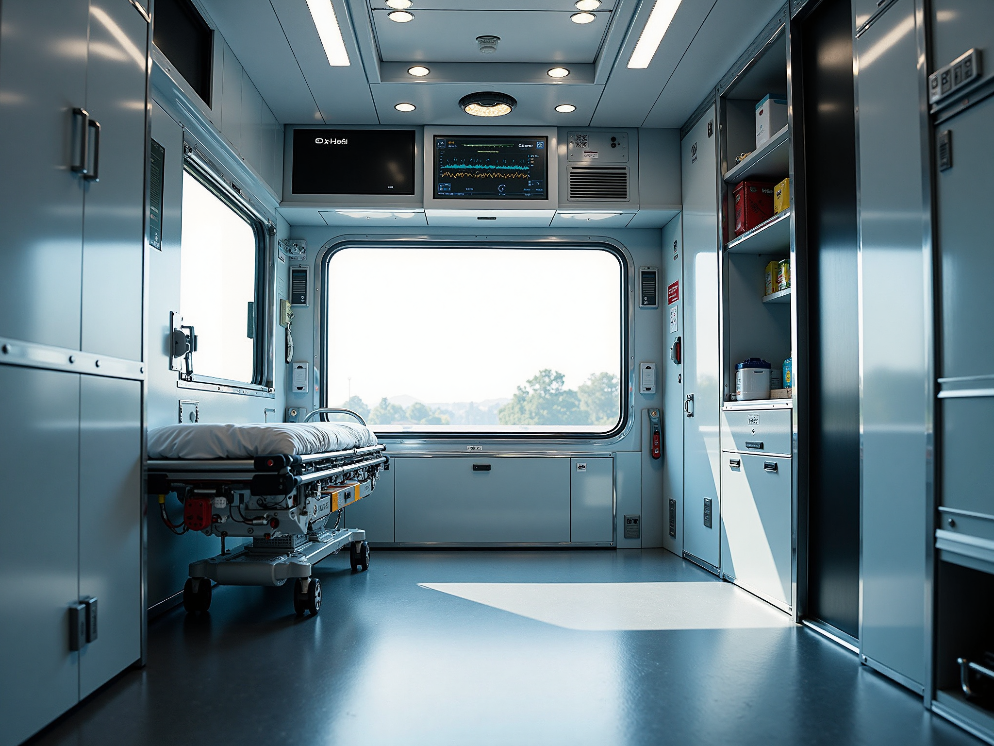 Shielded unit-dose transport container in hospital corridor